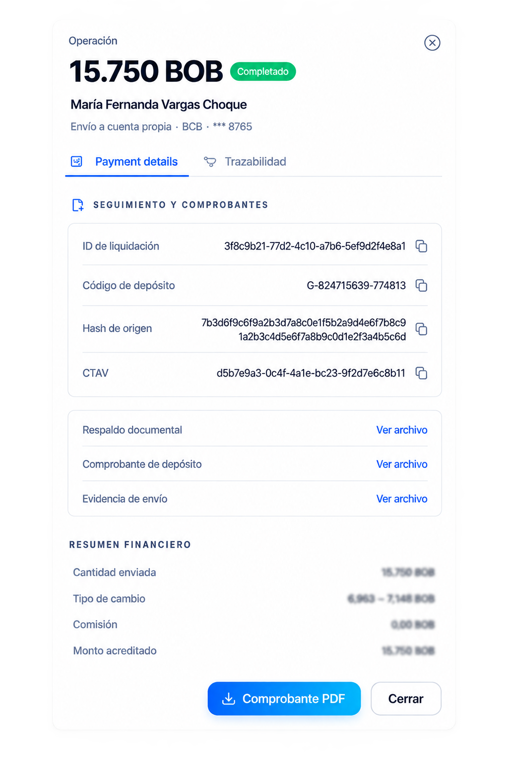 Documentación de una operación internacional